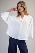 Button Down Pleated Back Blouse