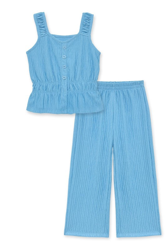 2 Piece Crinkle Plisse Pant Set (Kids)