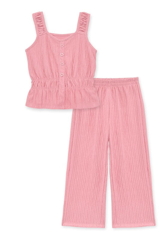 2 Piece Crinkle Plisse Pant Set (Kids)