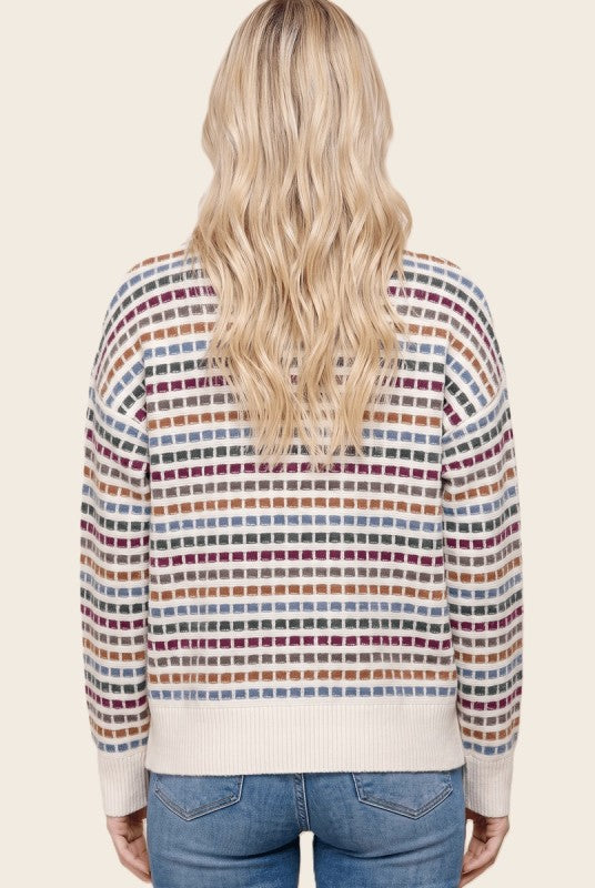 Staccato Women's Textured Striped Crewneck Sweater