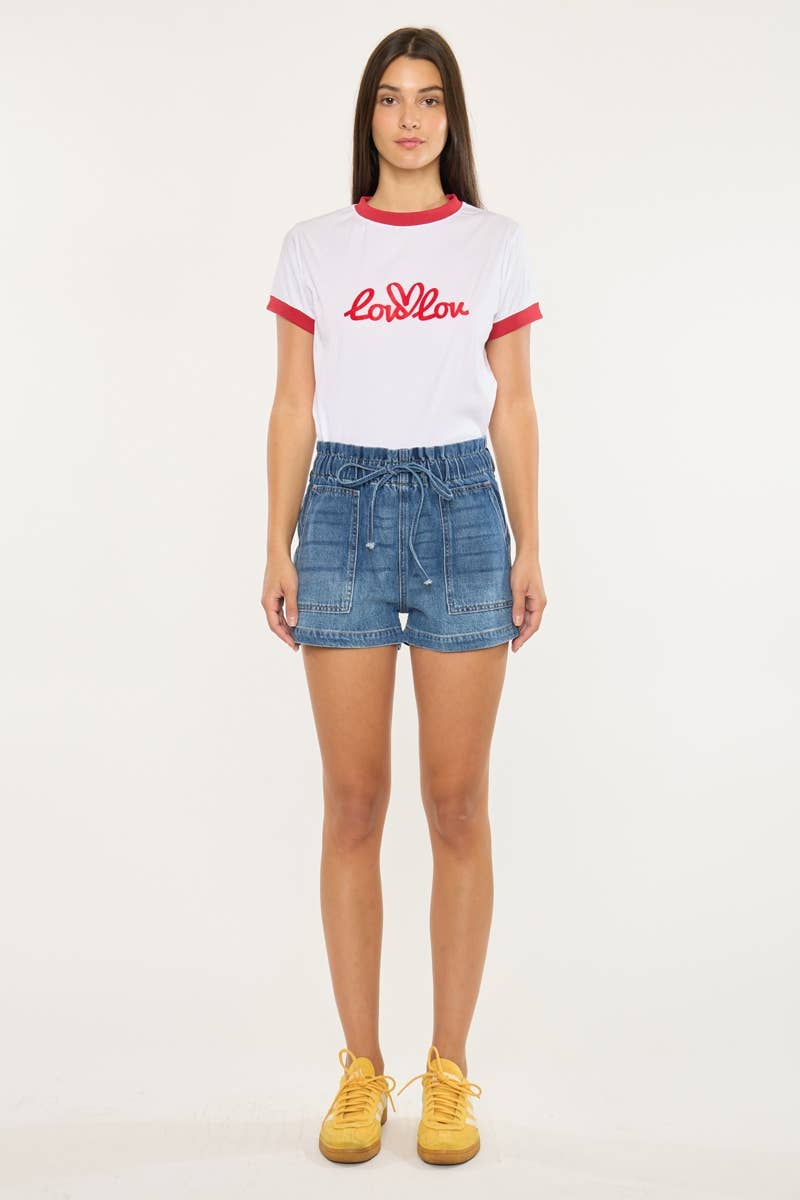 KanCan Paper Bag Denim Shorts