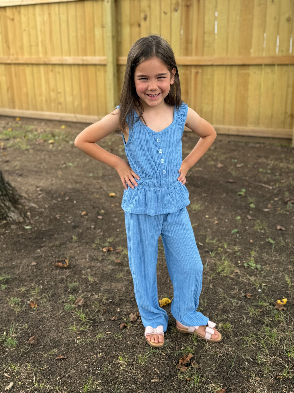 2 Piece Crinkle Plisse Pant Set (Kids)