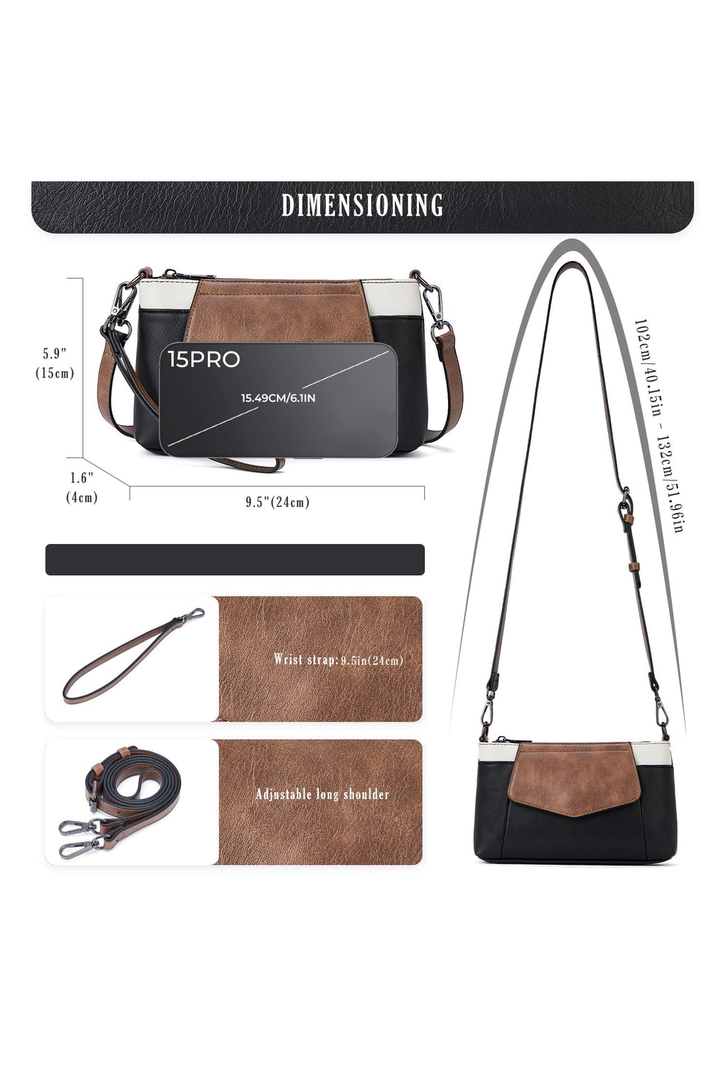 Color Block Convertible Clutch/Shoulder Purse