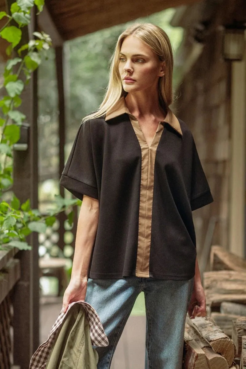 Leather & Lines Top
