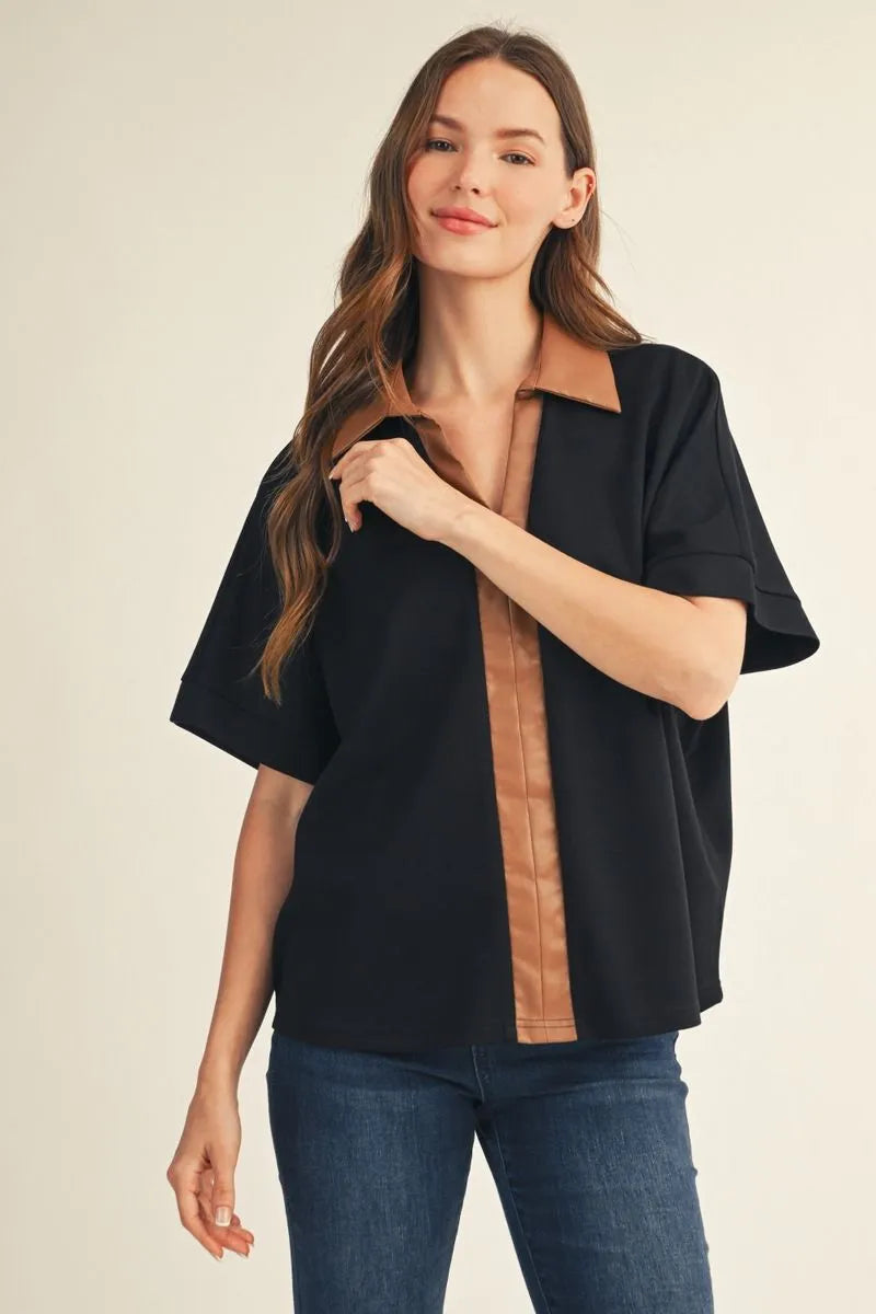 Leather & Lines Top