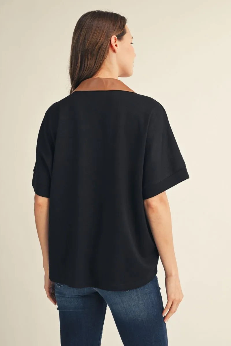 Leather & Lines Top