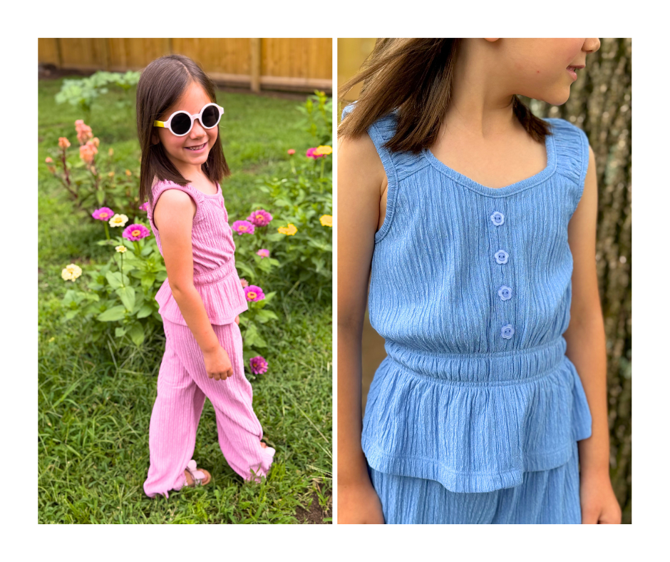 2 Piece Crinkle Plisse Pant Set (Kids)