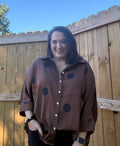 Entro Brown & Black Polka Dot Button-Front Top