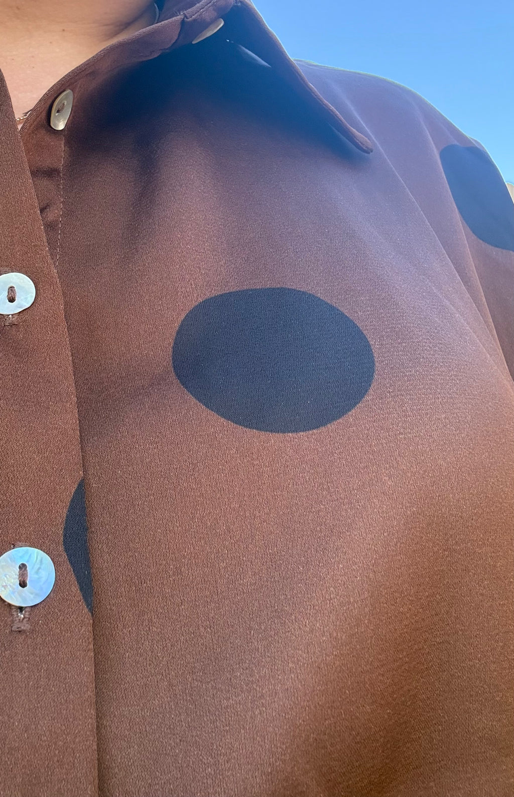 Entro Brown & Black Polka Dot Button-Front Top