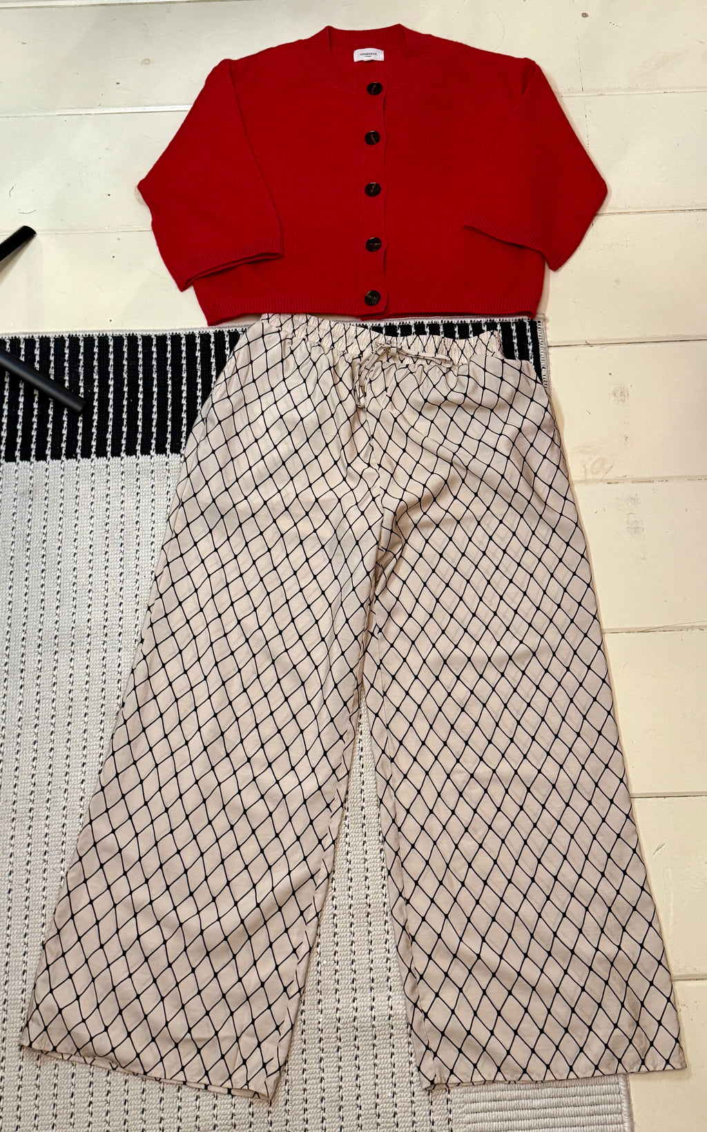Entro Geometric Print Wide-Leg Drawstring Pants