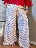 Entro Geometric Print Wide-Leg Drawstring Pants