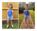 2 Piece Royal Stripe Short Set W/ Matiching Scrunchie (Kids)