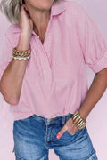 Pink Stripe Collared Blouse