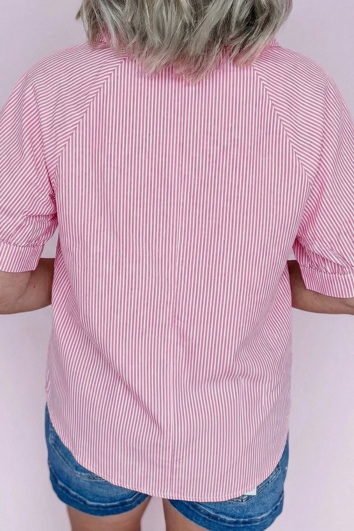 Pink Stripe Collared Blouse
