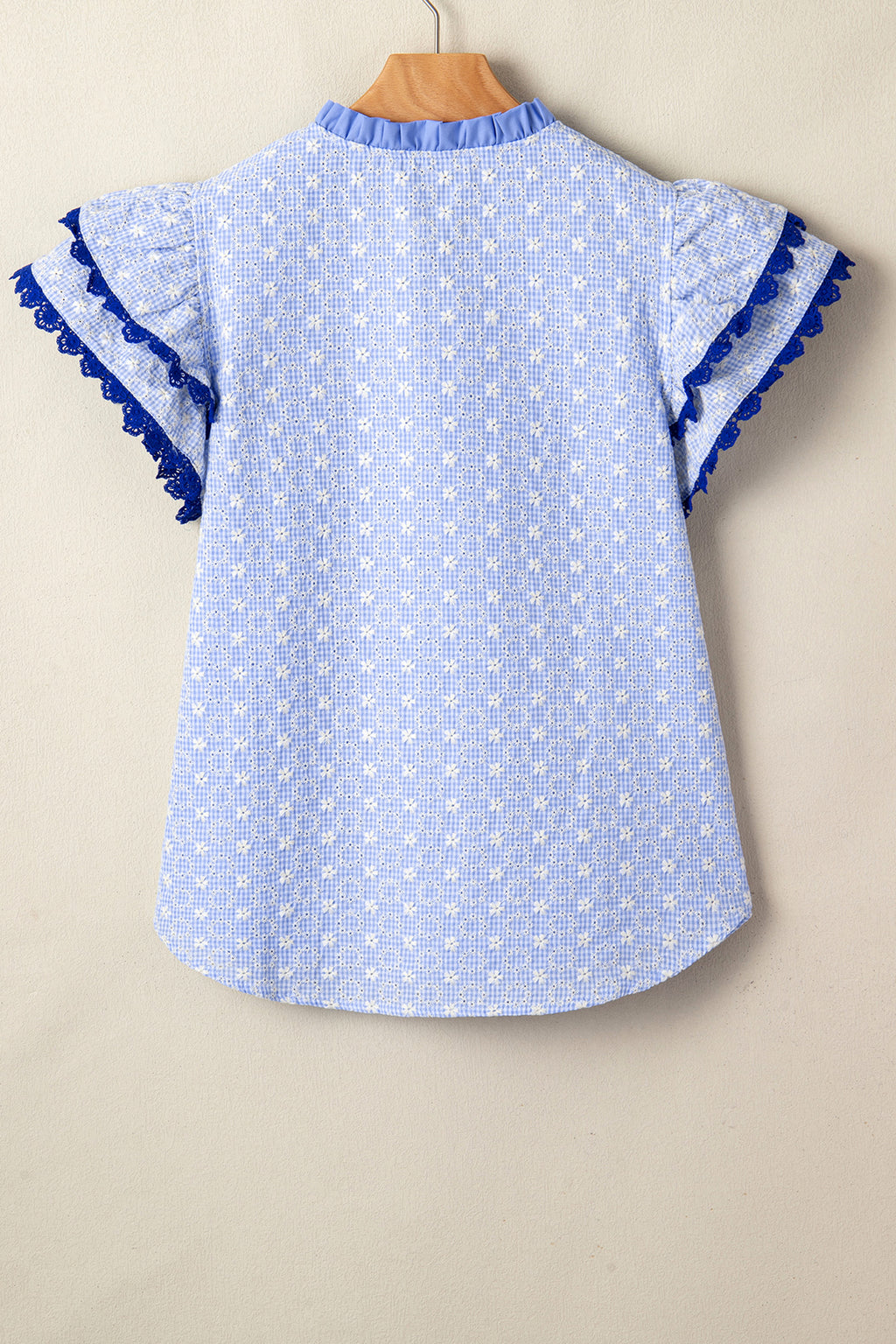 Blue Eyelet Embroidered Blouse