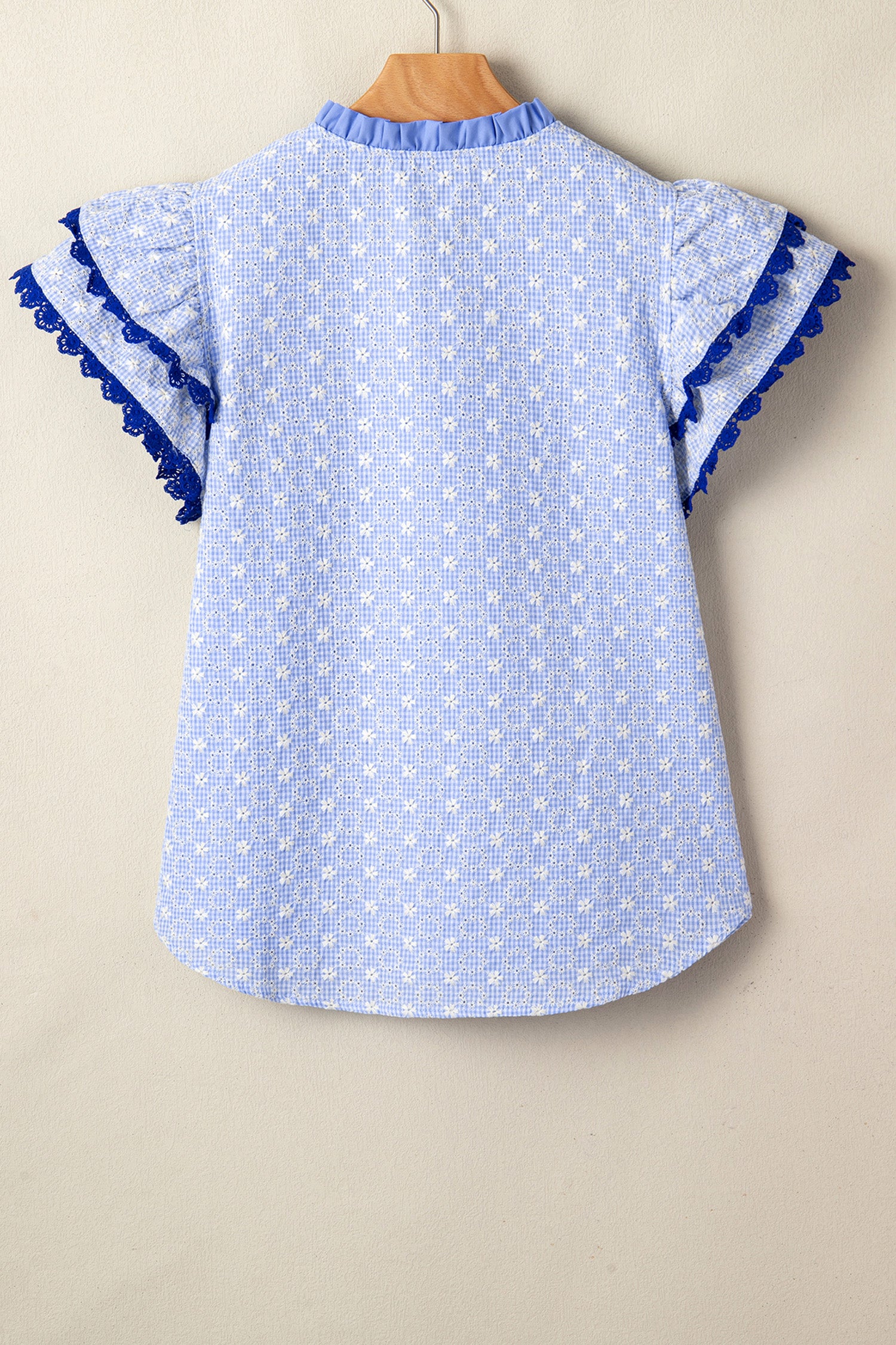 Blue Eyelet Embroidered Blouse