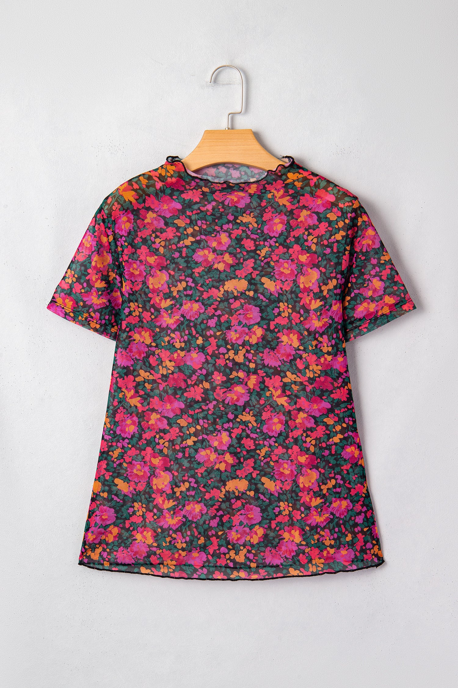 Retro Rose Floral Mesh Top