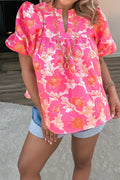 Pink Floral Puff Sleeve Shirt