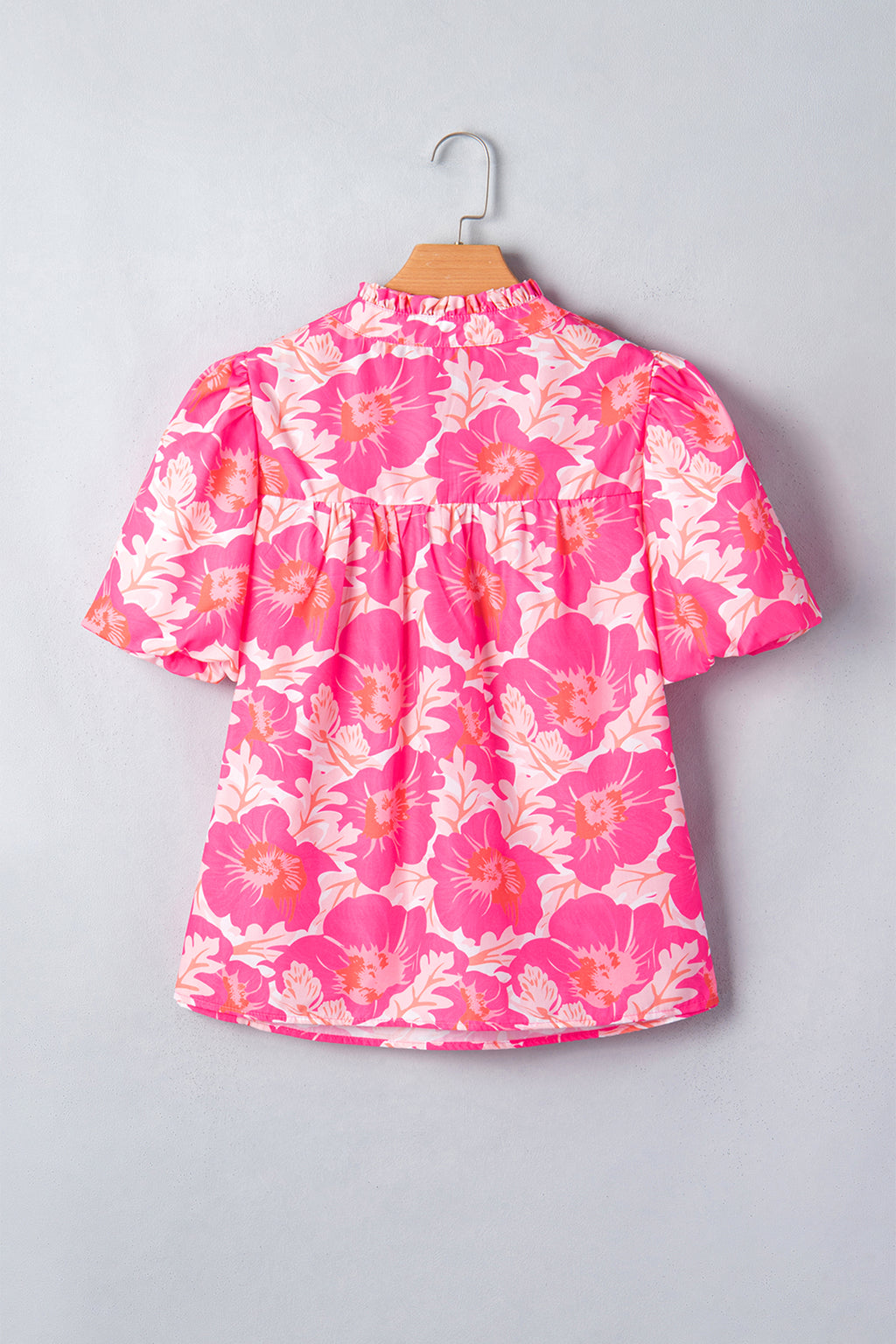 Pink Floral Puff Sleeve Shirt