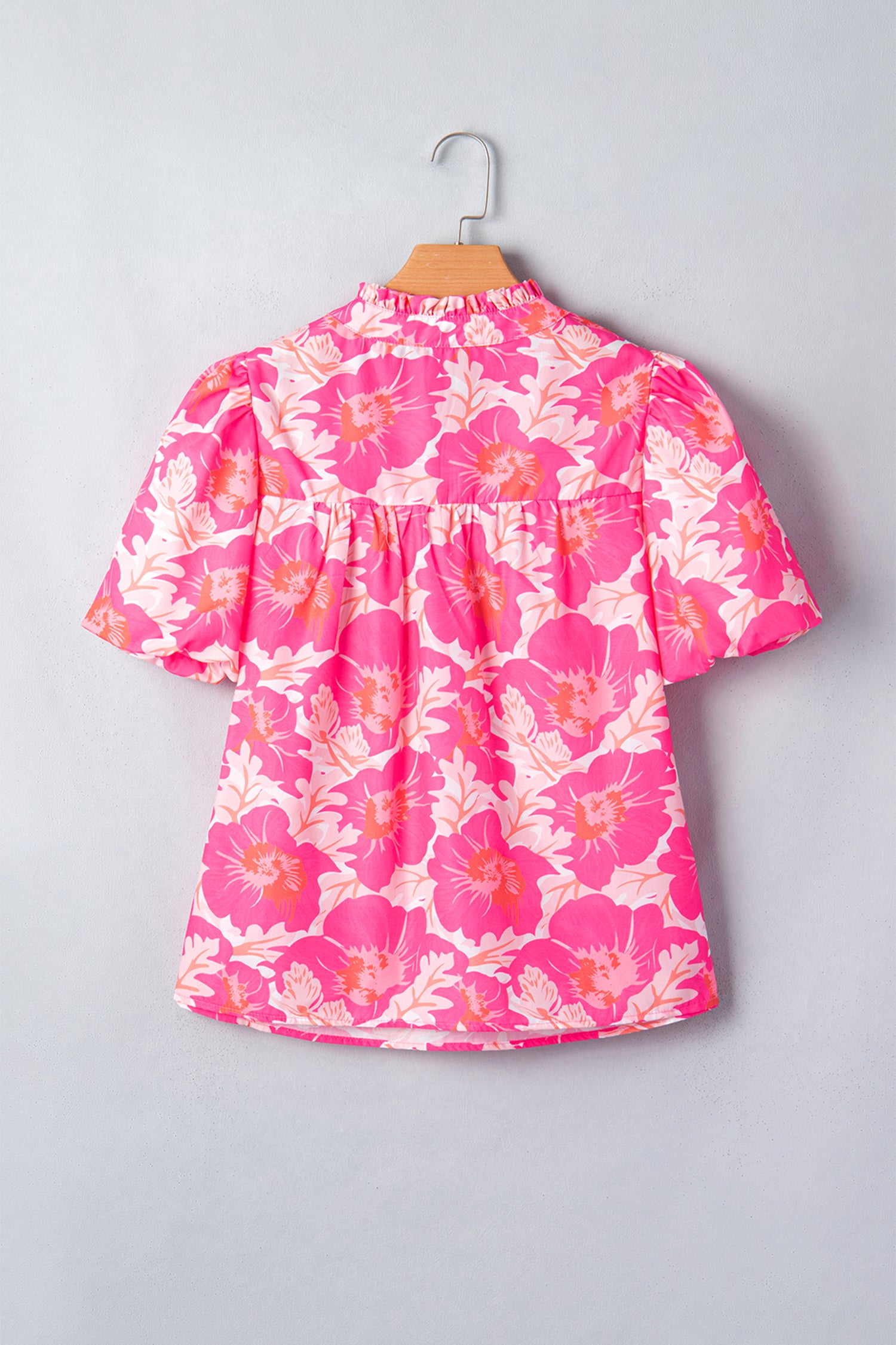 Pink Floral Puff Sleeve Shirt