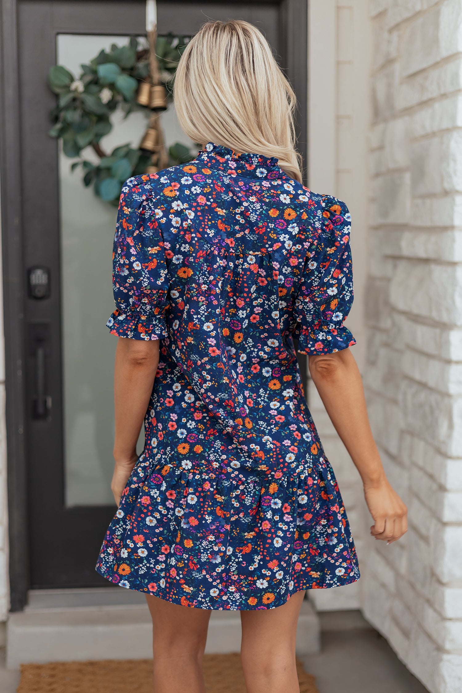 Blue Wild Daisy Floral Mini Dress