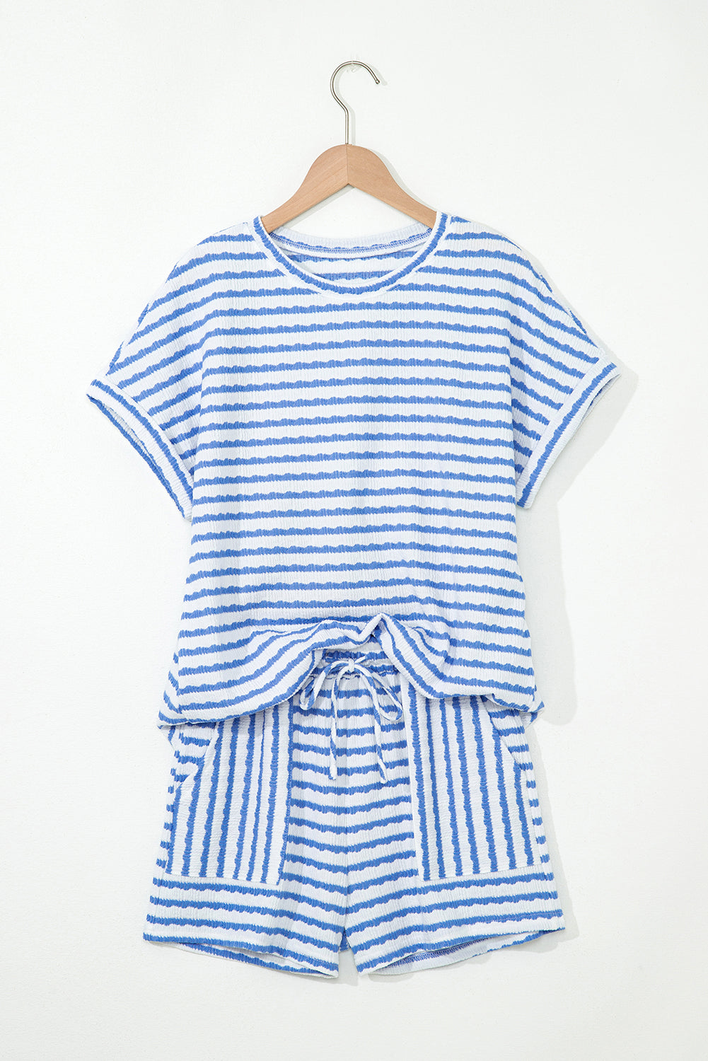 Sky Blue Stripe Short Set