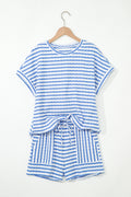 Sky Blue Stripe Short Set