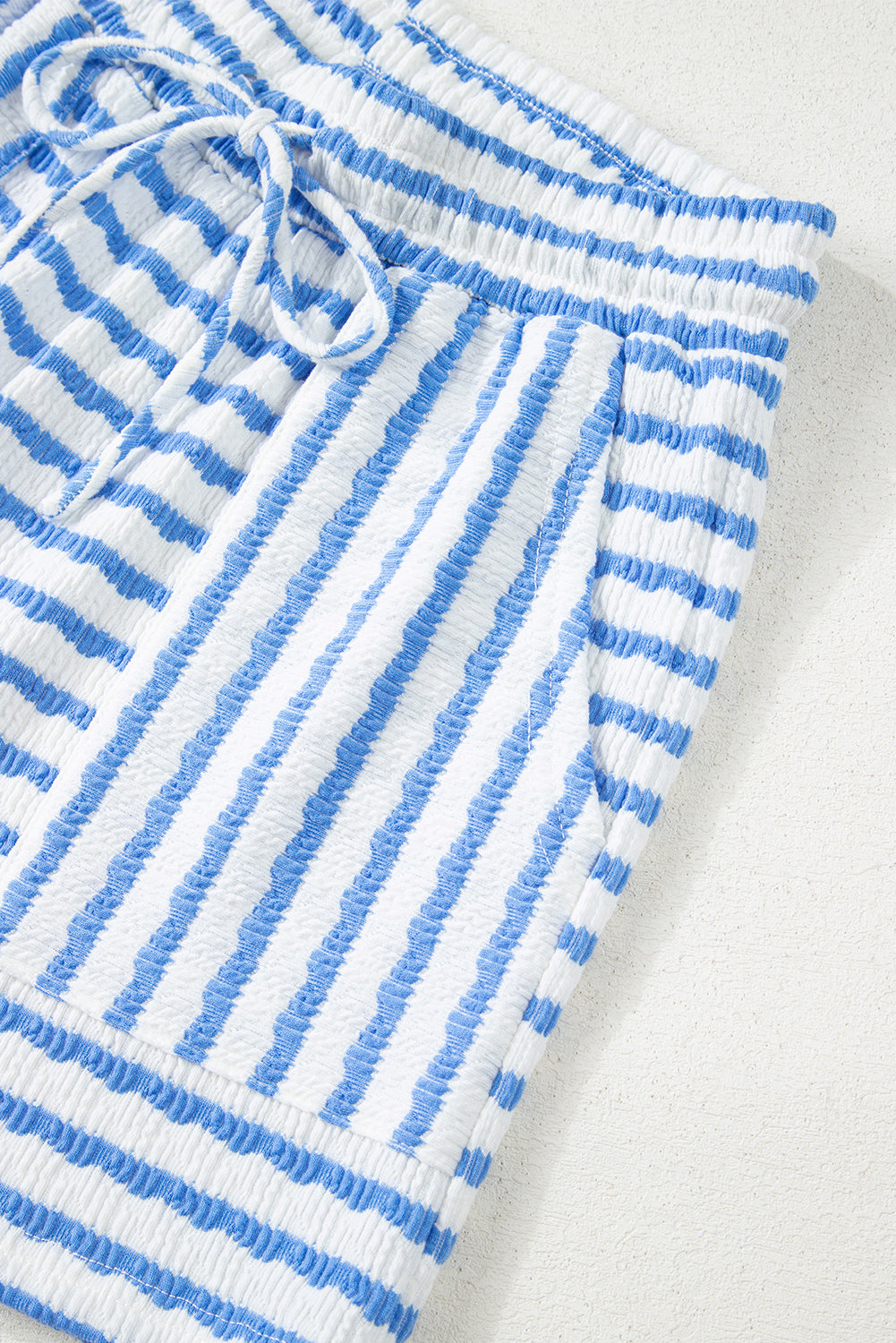 Sky Blue Stripe Short Set