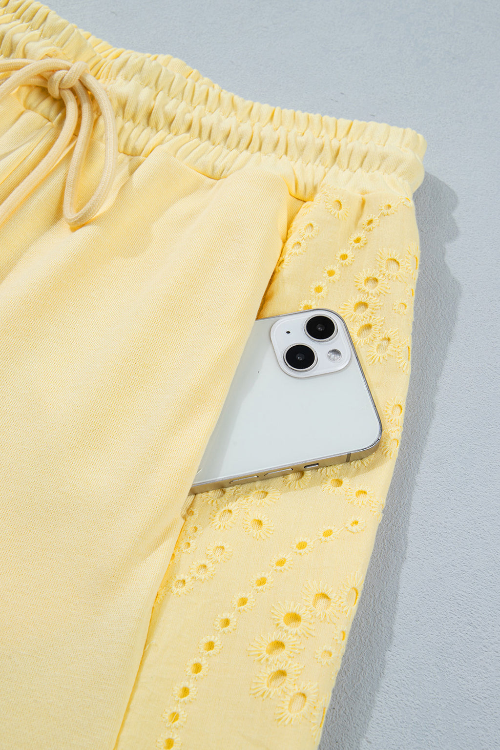 Yellow Cream Eyelet Pant Set