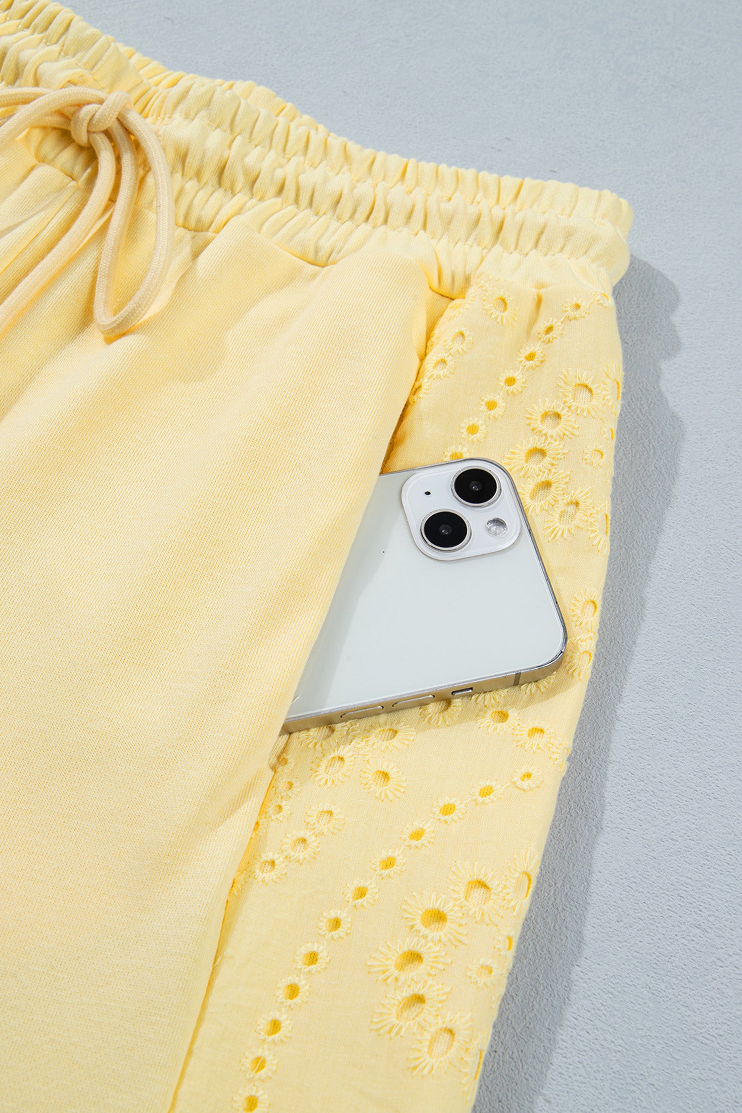 Yellow Cream Eyelet Pant Set