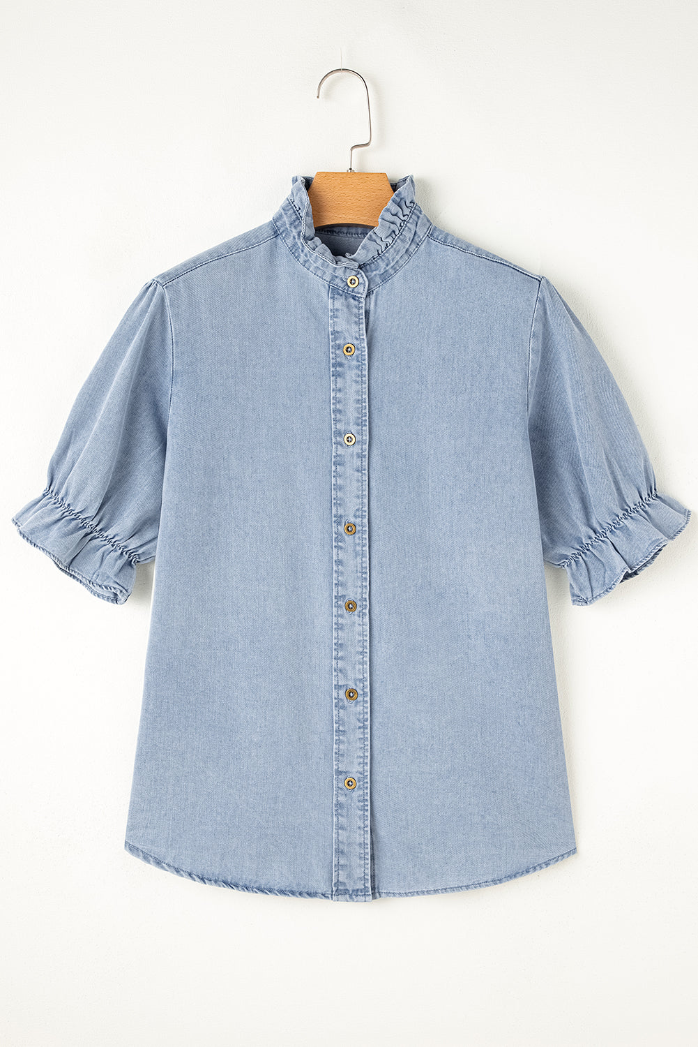 Chambray Ruffle Top