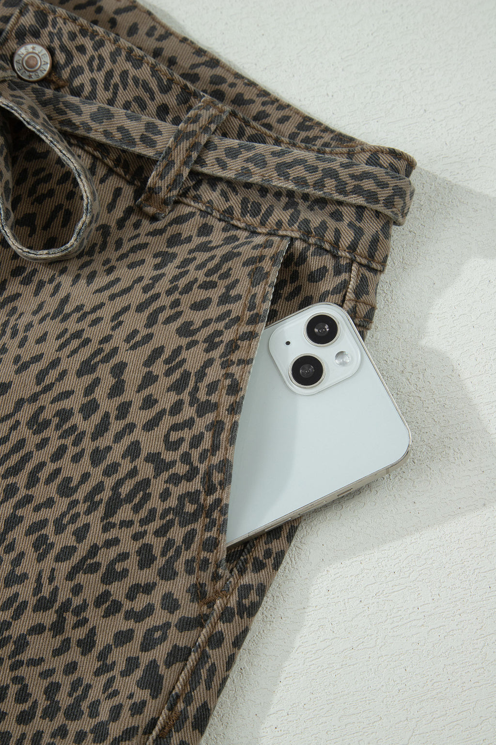 Leopard Denim Shorts