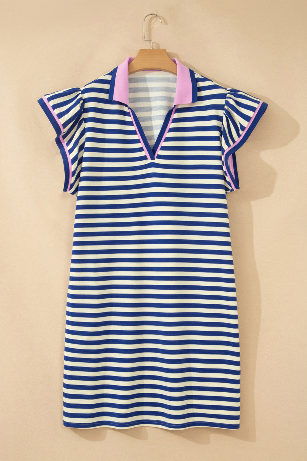 Blue Stripe Collared Shift Dress *Plus Size*