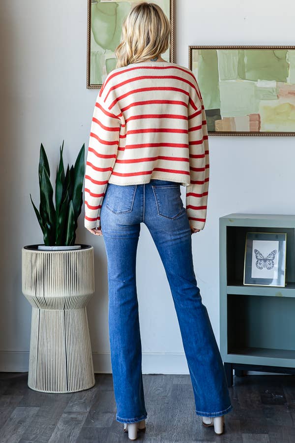 Miroh Striped Button-Up Knit Cardigan